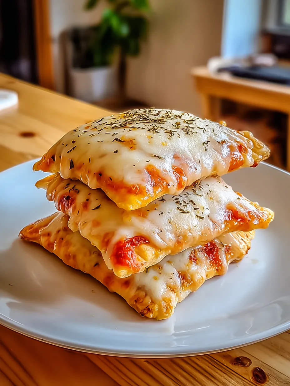 Cheesy herb-stuffed pizza piled up.