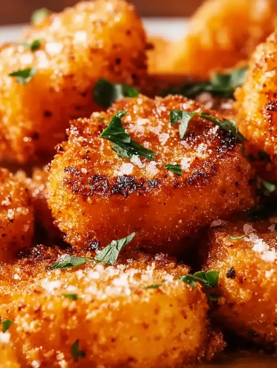 A close up of fried food sprinkled with salt.
