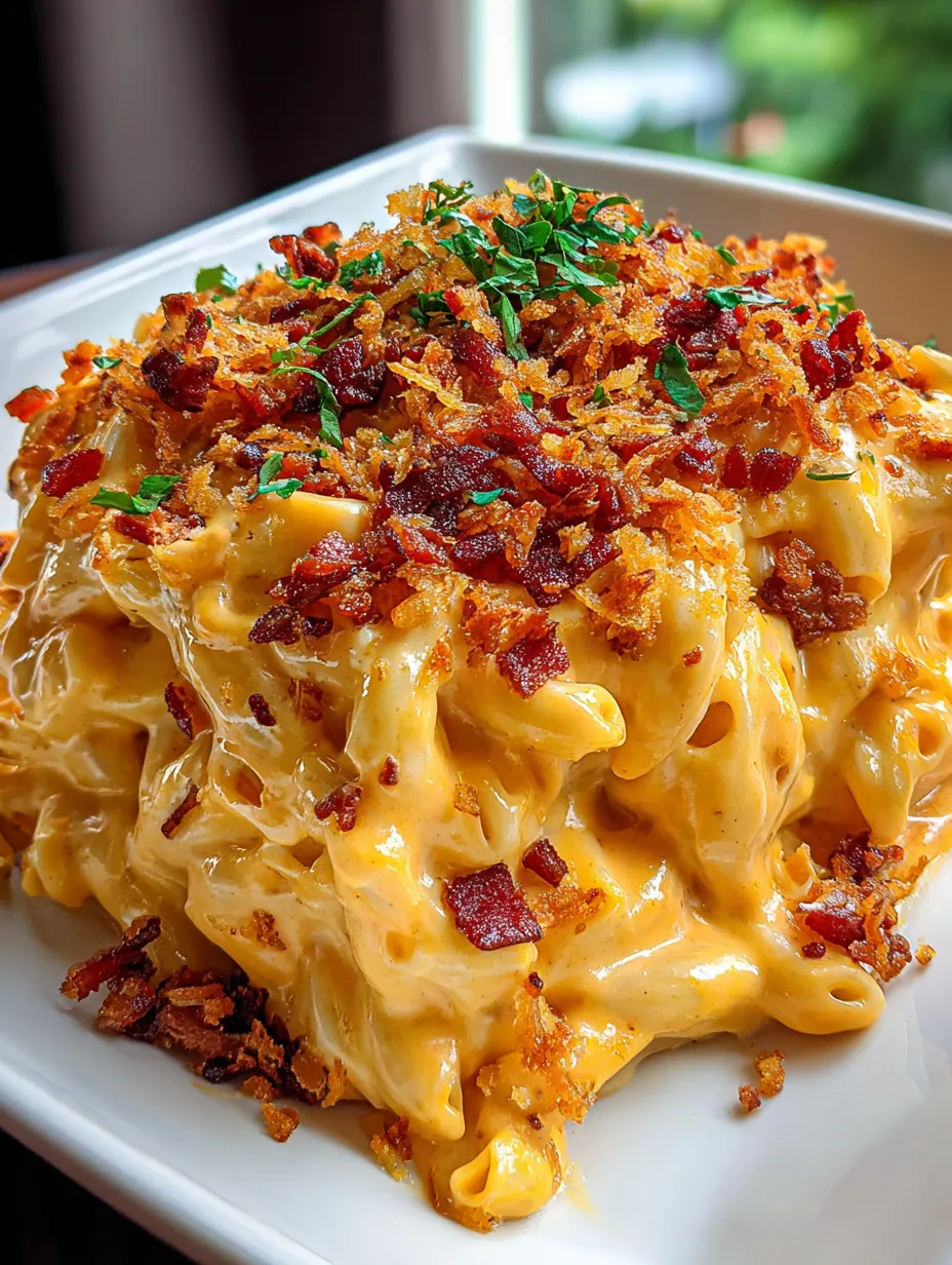 A plate of food with bacon and cheese.