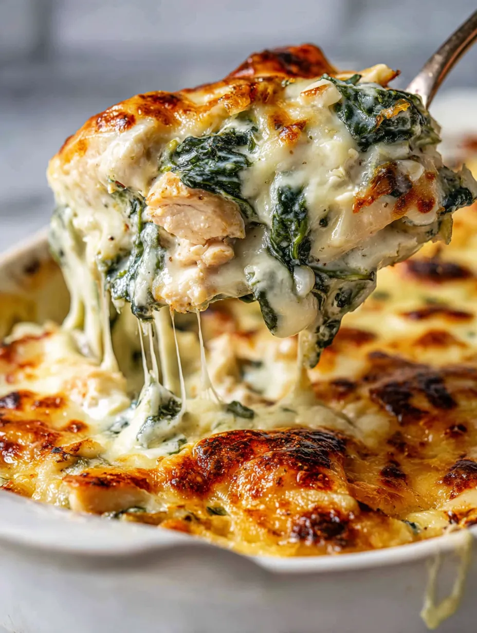 Melty chicken and cheese being lifted with a fork.
