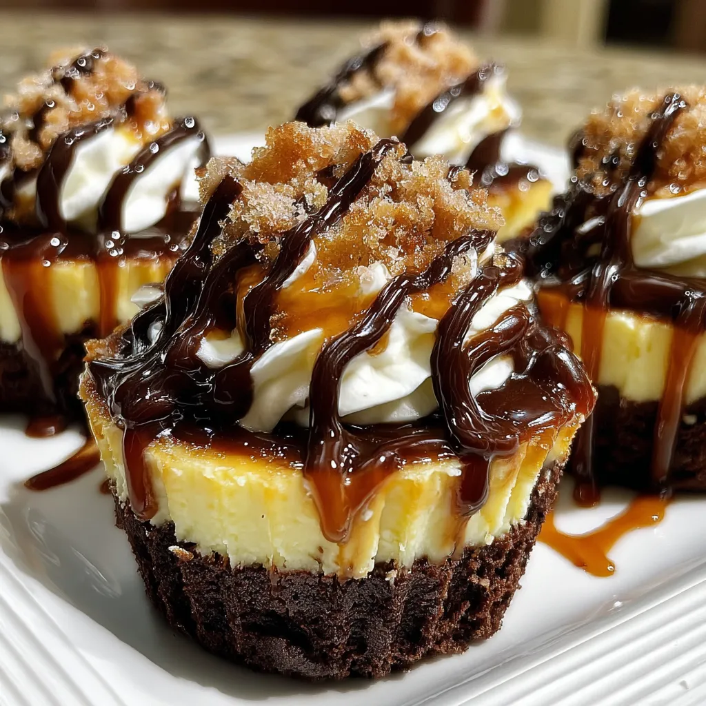 Desserts topped with caramel and chocolate on a plate.