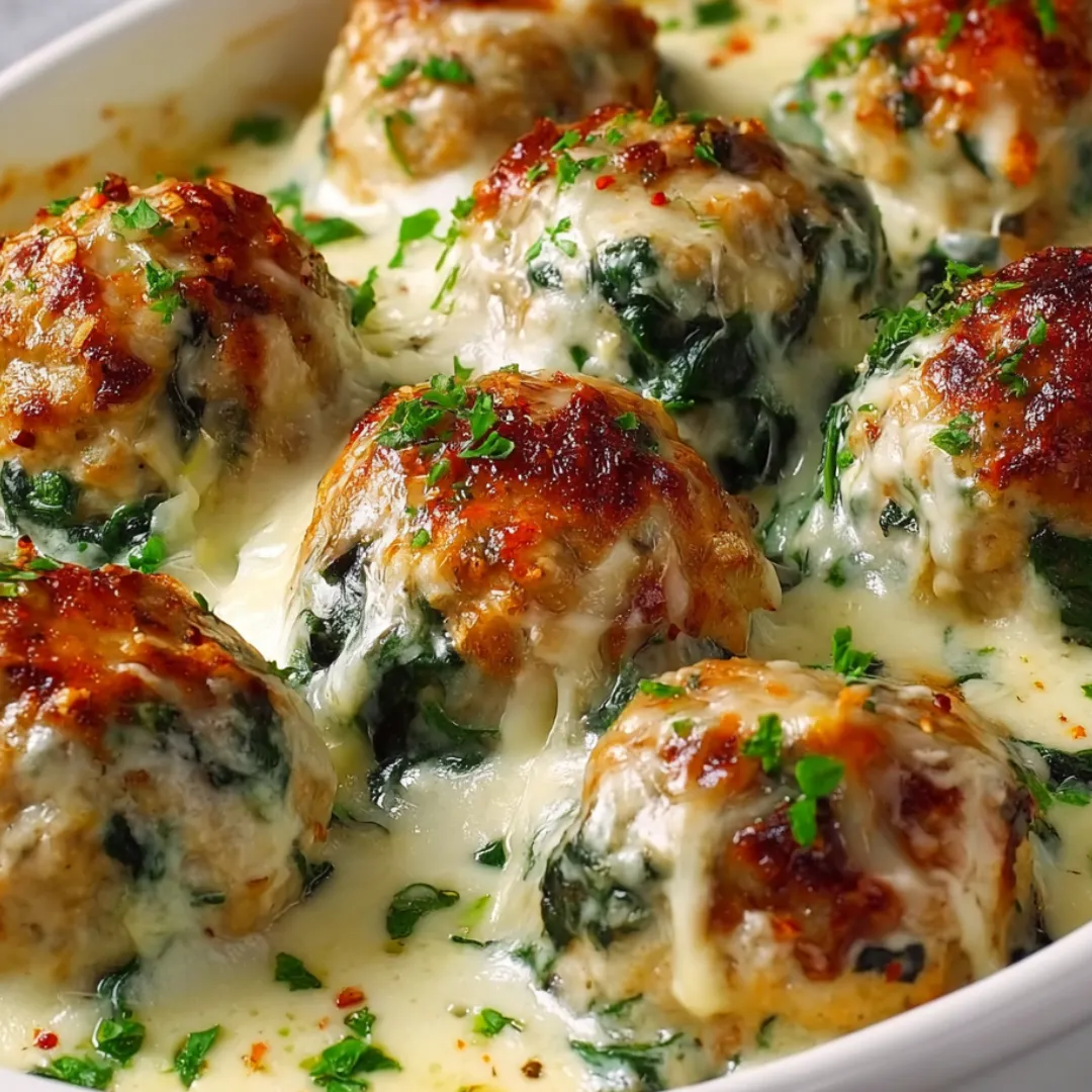 A bowl filled with meatballs and green veggies.