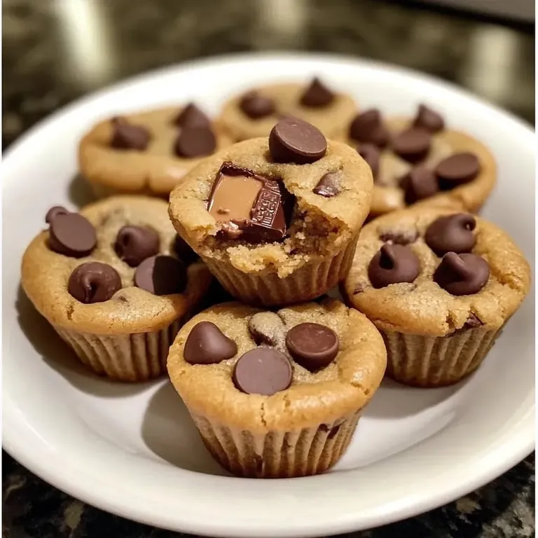 A plate full of chocolate chip cookie bites.
