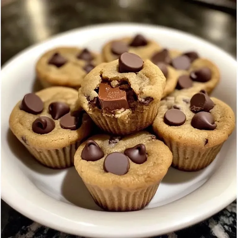 A plate full of chocolate chip cookie bites.