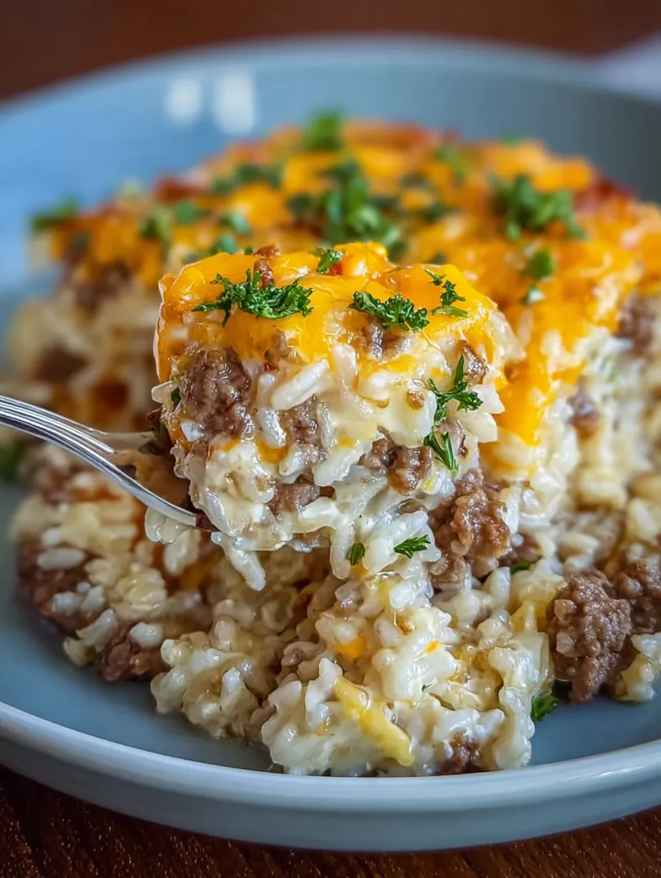 Plate showing beef and rice dish.