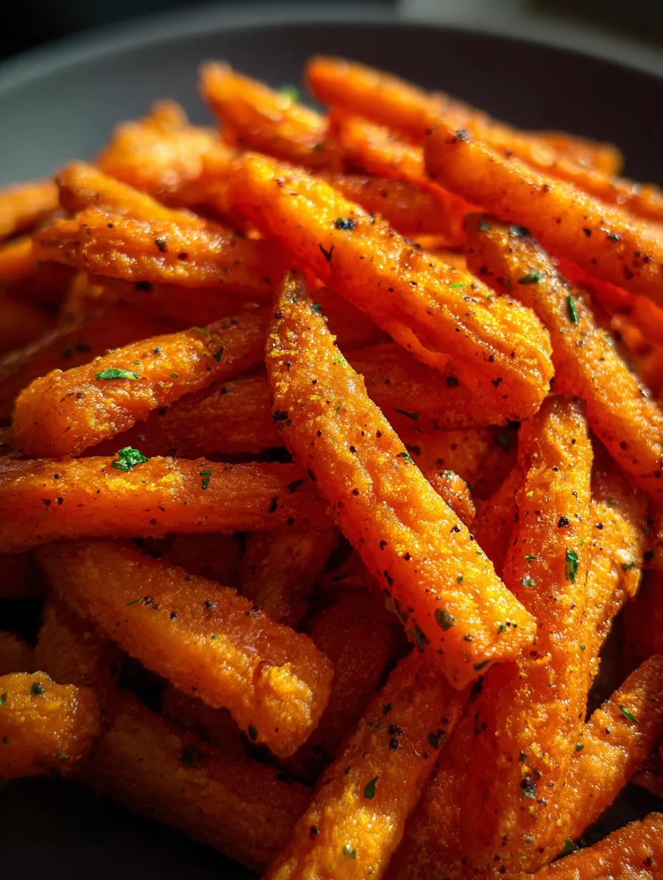 A stack of fries topped with black spices.