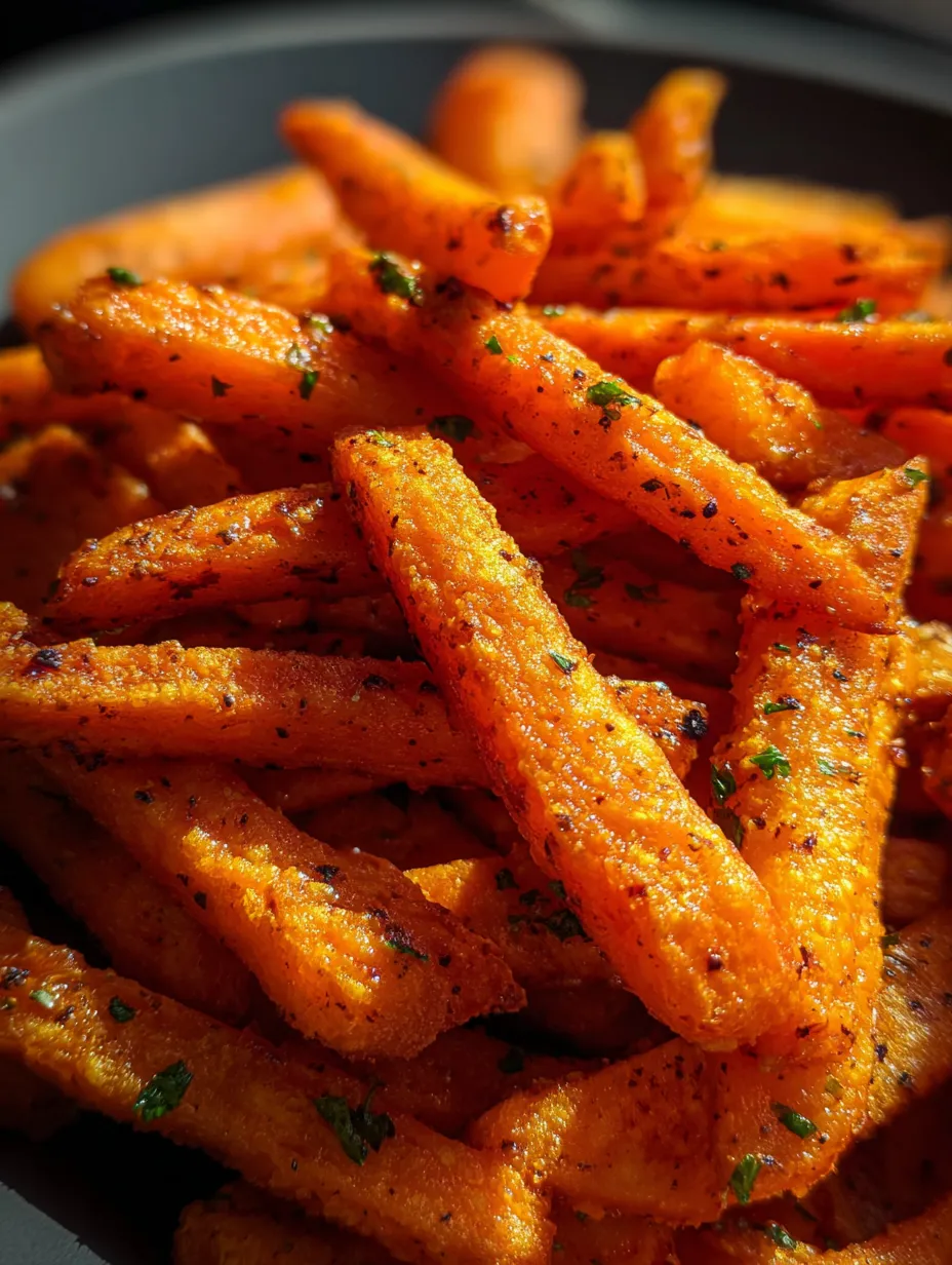 A stack of fries with seasoning on top.