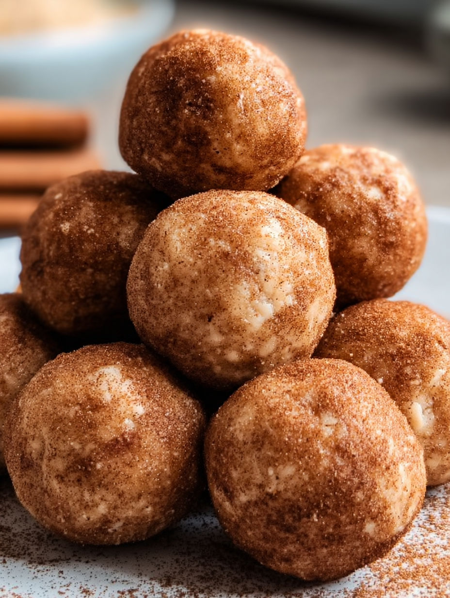 A stack of snickerdoodle energy balls.