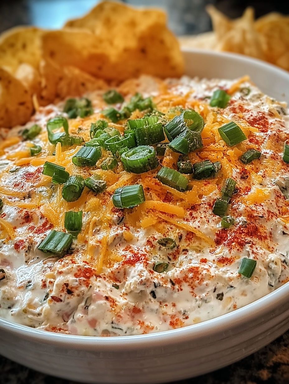 A bowl of Alabama Fire Cracker Dip with chips.