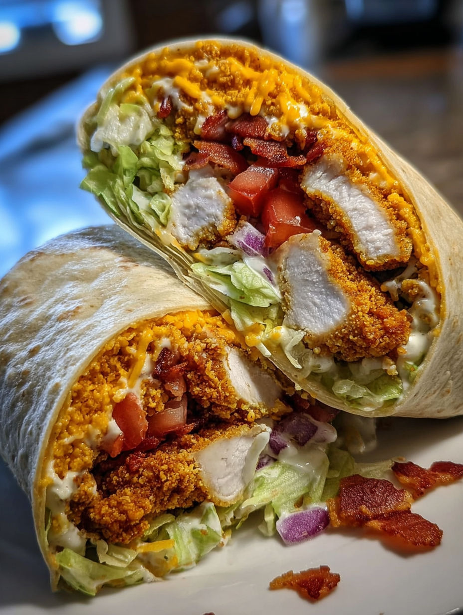 A crispy chicken bacon ranch wrap.