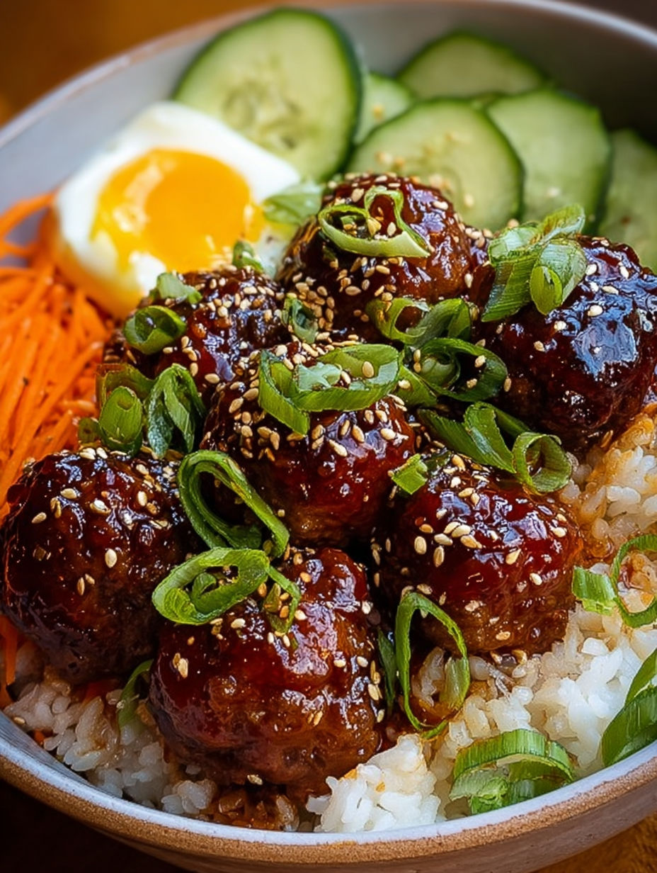 A plate of meatballs and rice.