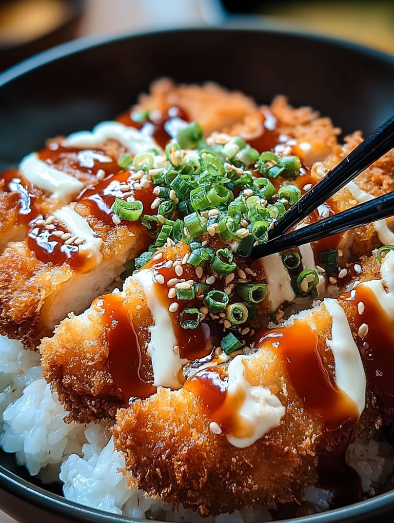 A bowl of food with chicken and sauce.