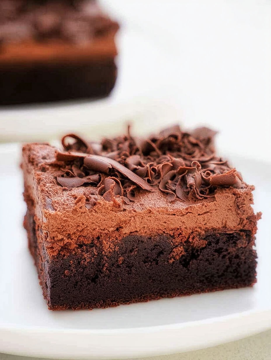 A piece of chocolate mousse brownies.