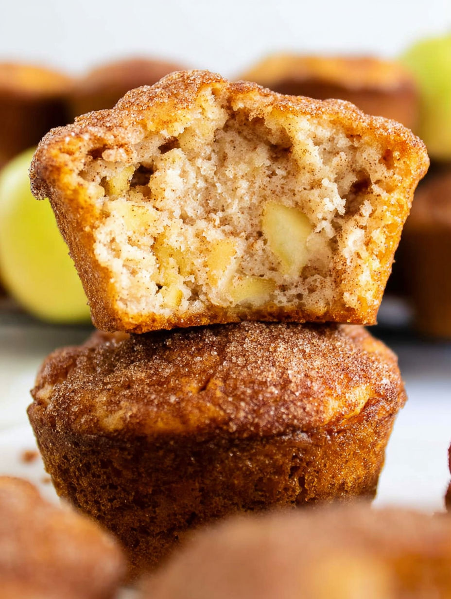 A close up of a cinnamon apple muffin.
