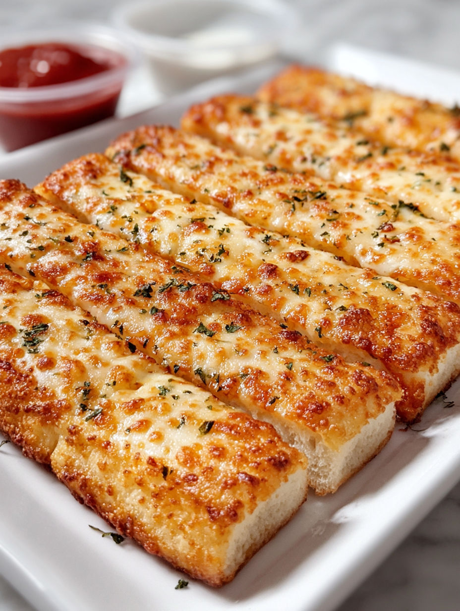 A plate of cheese sticks from Pizza Hut.