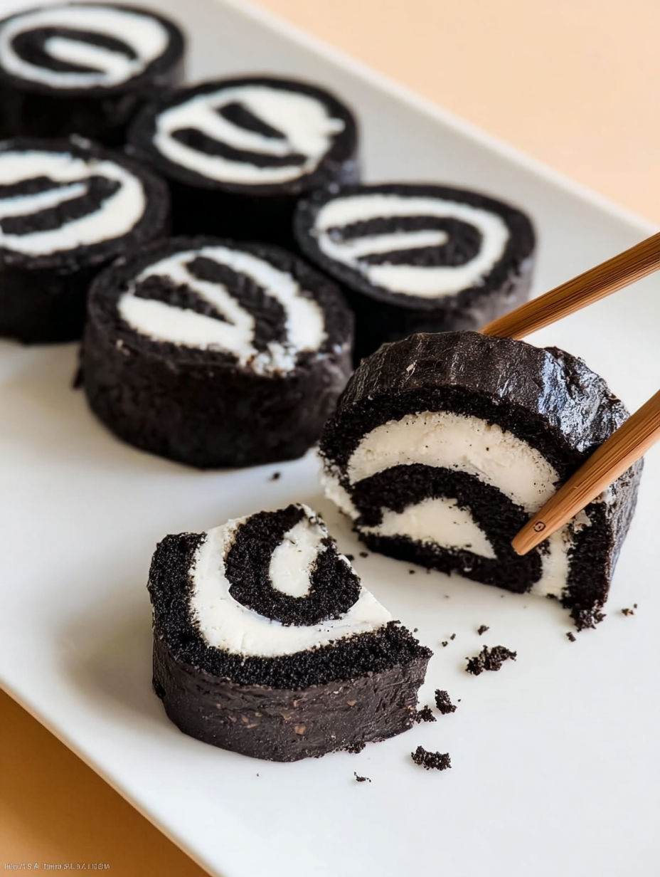 A plate of Oreo cookie rolls.