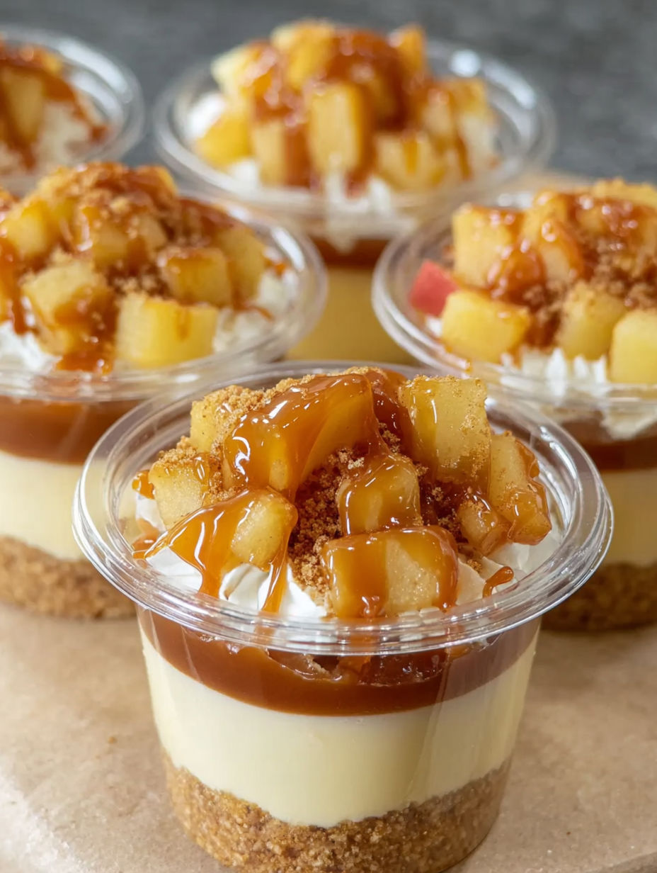 A close up of a dessert in a cup with caramel drizzled on top.