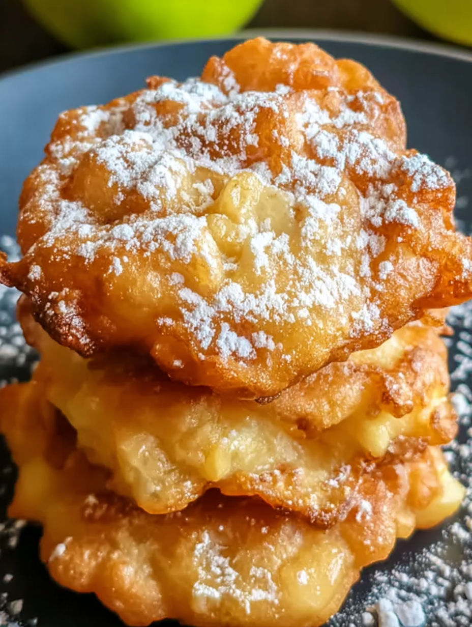 A stack of air fryer apple fritters.