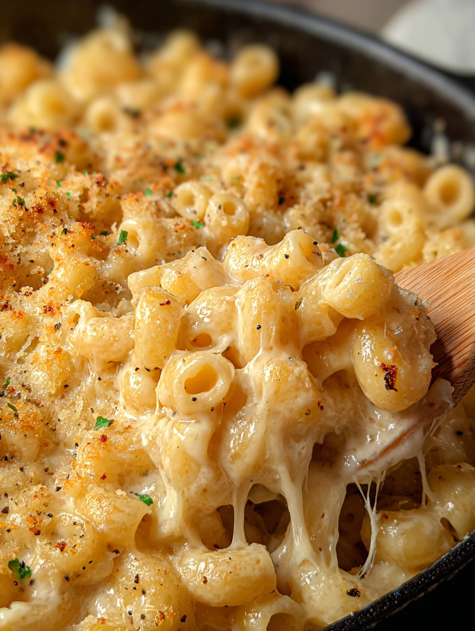A close up of a delicious one-pan butter parmesan pasta.