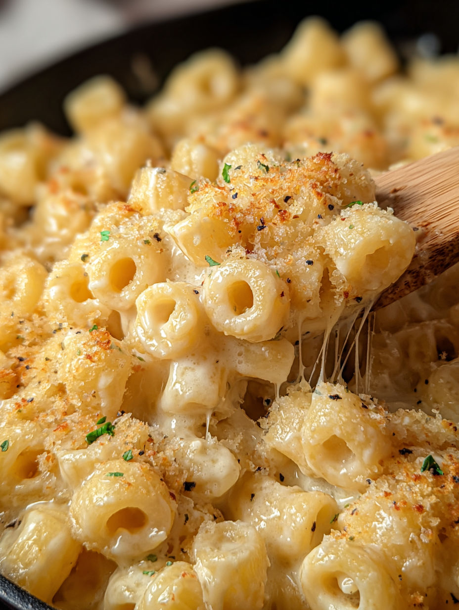 A close up of a delicious one-pan butter parmesan pasta.