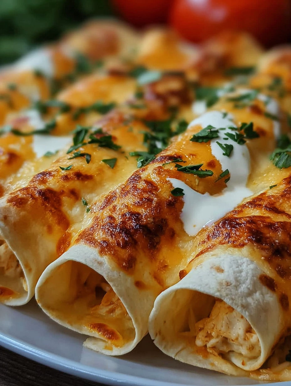 Baked cream cheese chicken taquitos.