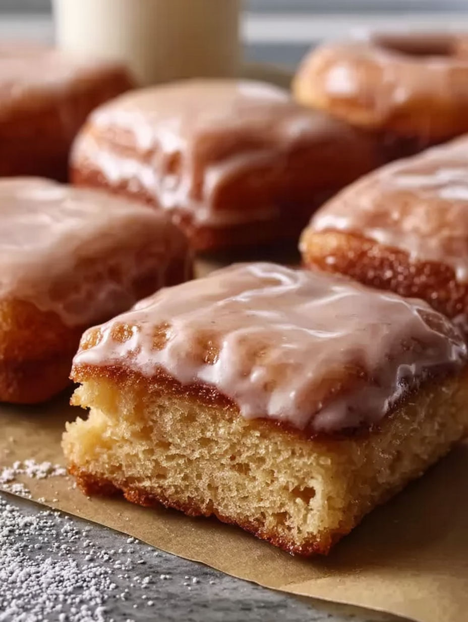 Maple donut bars on a plate.