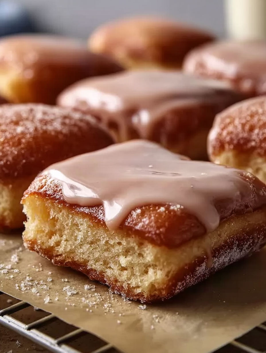 Maple donut bars on a plate.