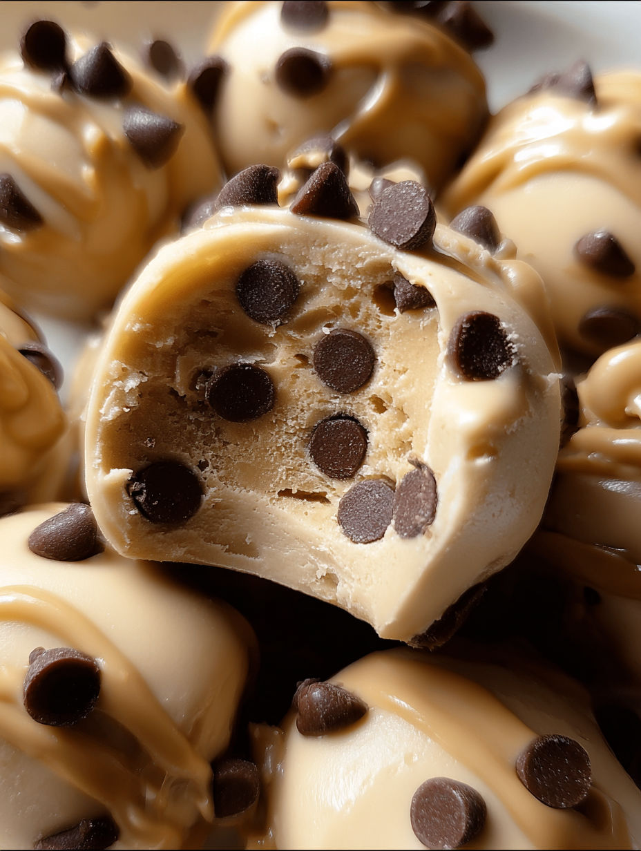 A close up of a frozen Greek yogurt peanut butter bite.