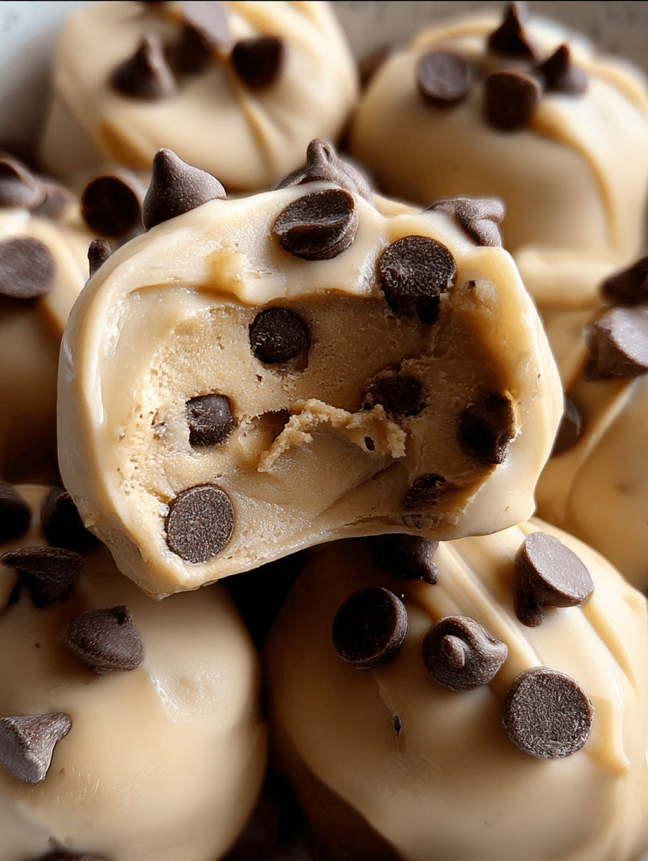 A close up of a frozen Greek yogurt peanut butter bite.