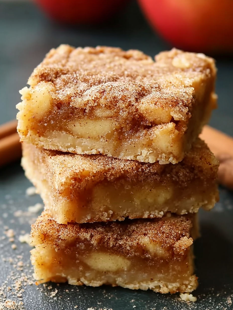 A stack of three apple snickerdoodle bars.