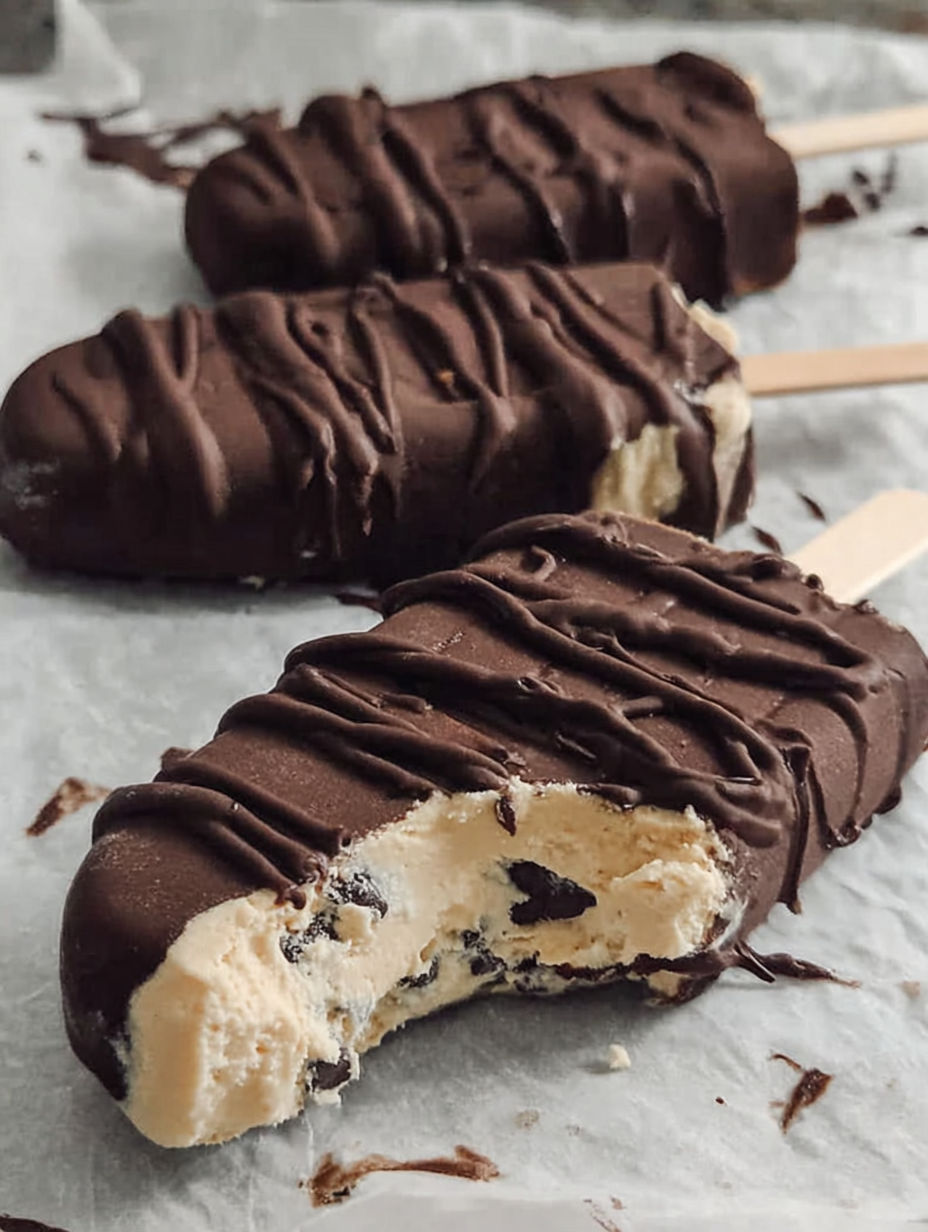 Close-up shot of a chocolate dessert with chocolate chips.