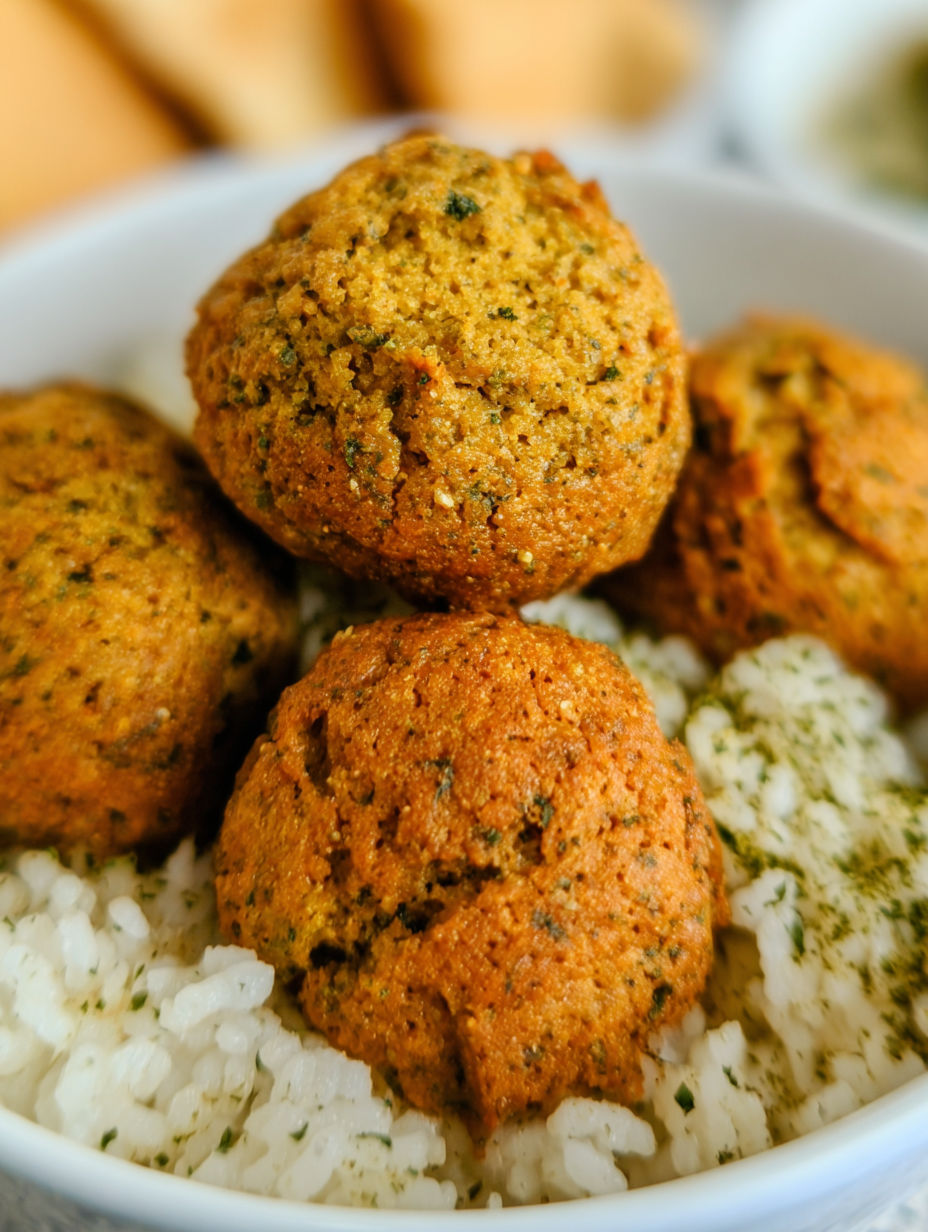 A bowl of air fryer falafel.