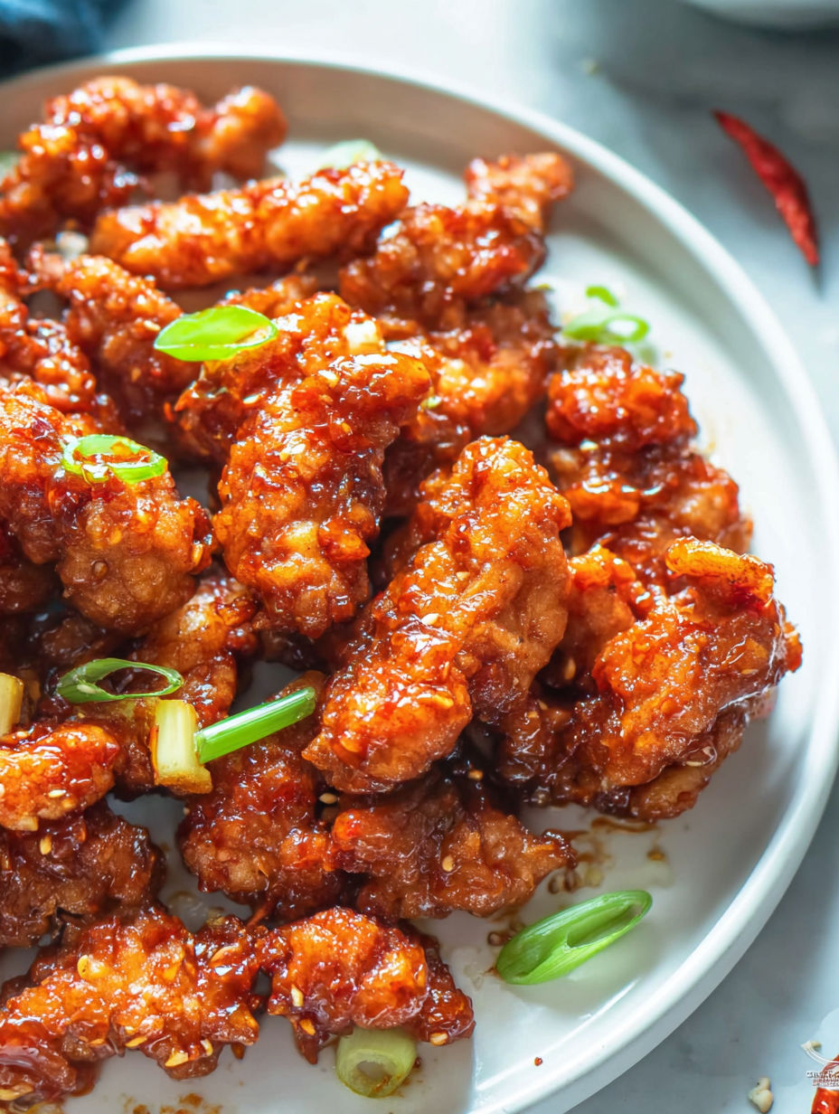A plate of crispy chilli chicken.