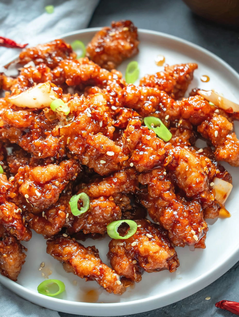 A plate of crispy chilli chicken.