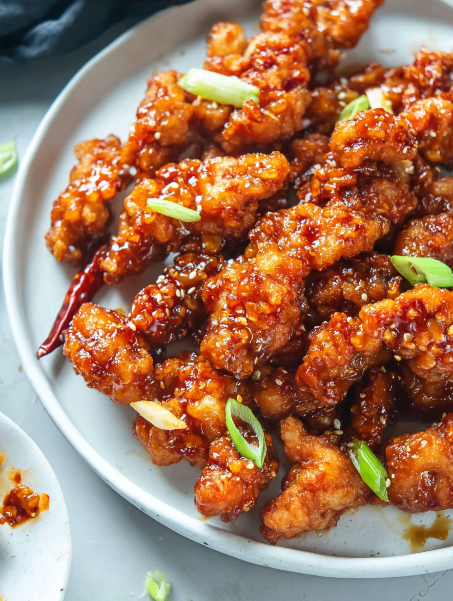 A plate of crispy chilli chicken.