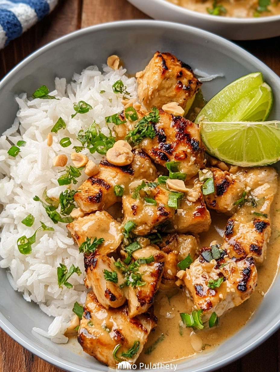 A bowl of Thai Peanut Chicken.
