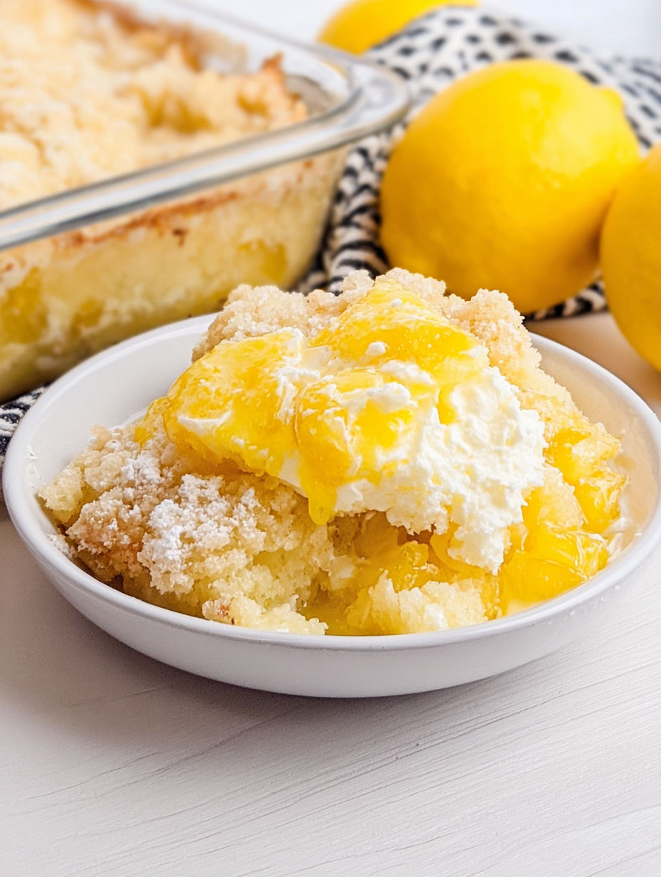A white bowl filled with lemon cake.