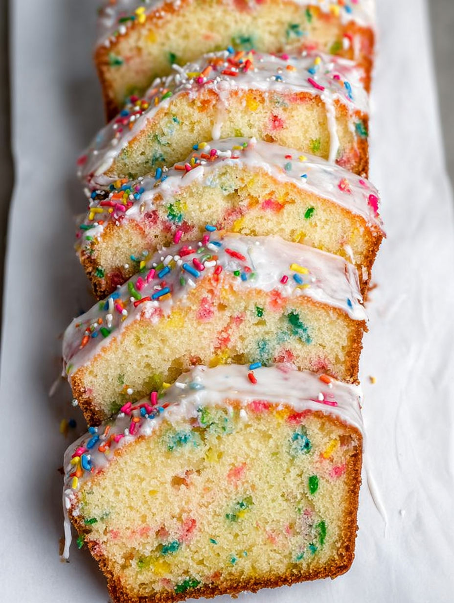 A slice of funfetti pound cake.