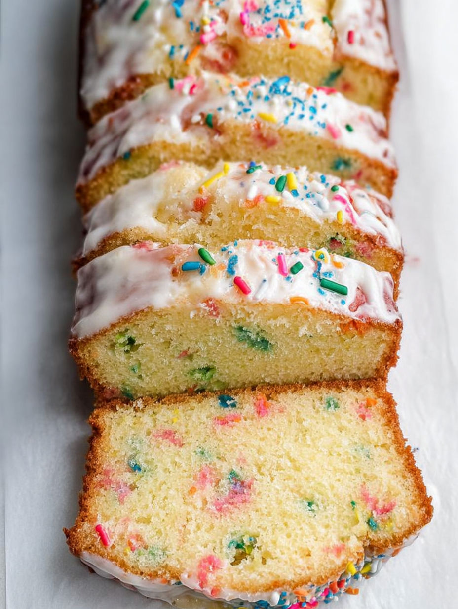 A slice of funfetti pound cake.