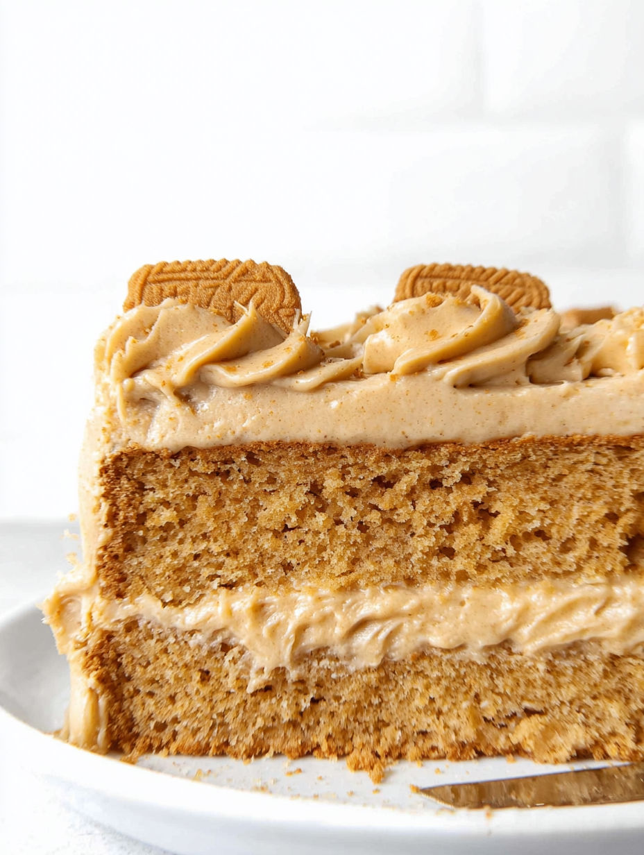A slice of Biscoff cake.