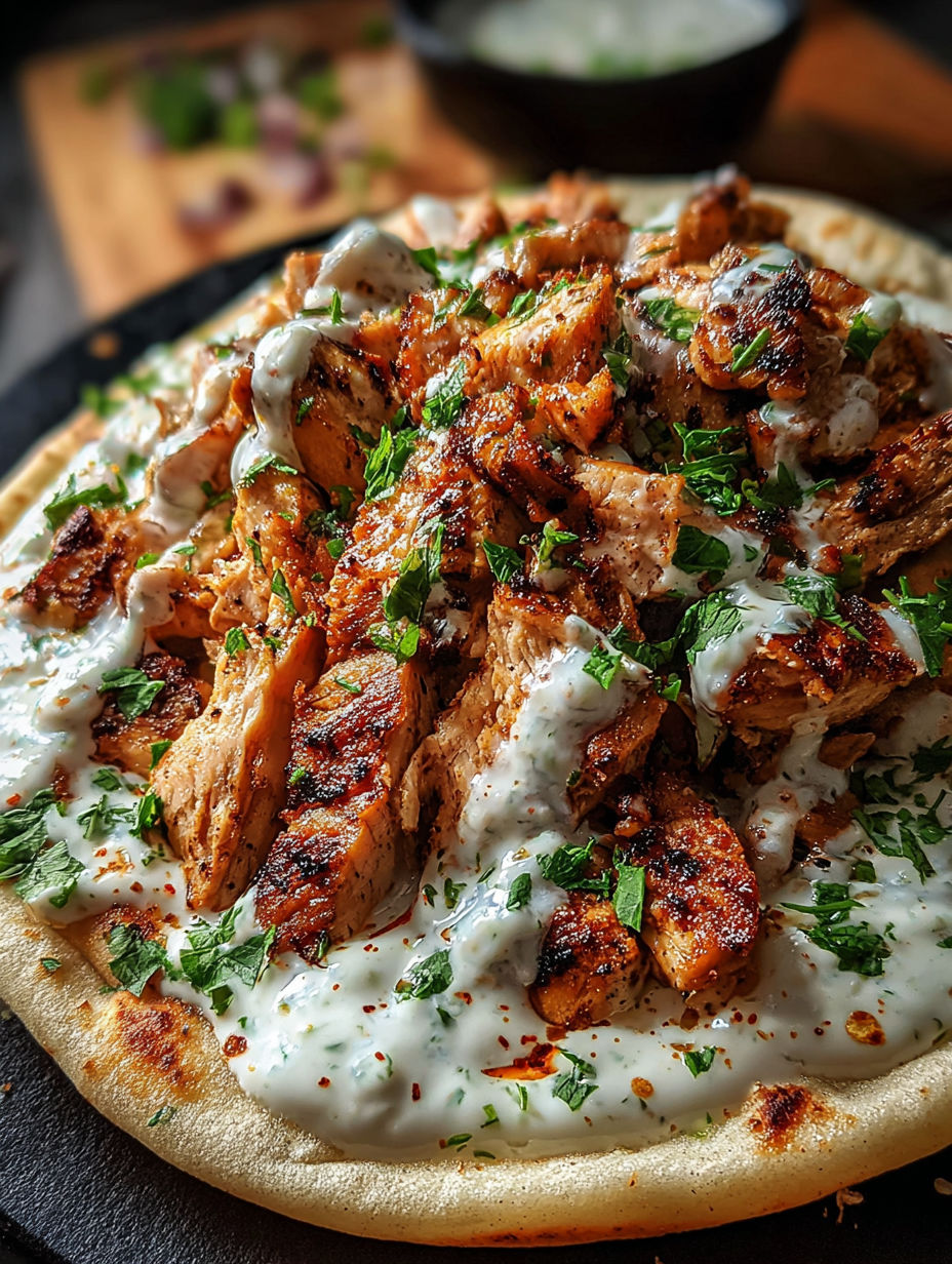 A delicious looking Creamy Garlic Chicken Shawarma.