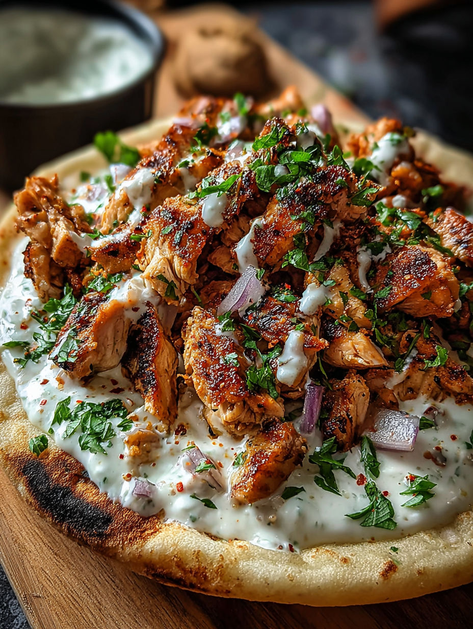A delicious Creamy Garlic Chicken Shawarma.