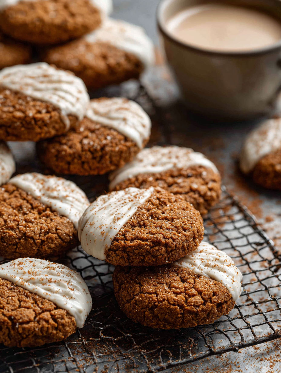 Gingerbread cookies with white frosting.