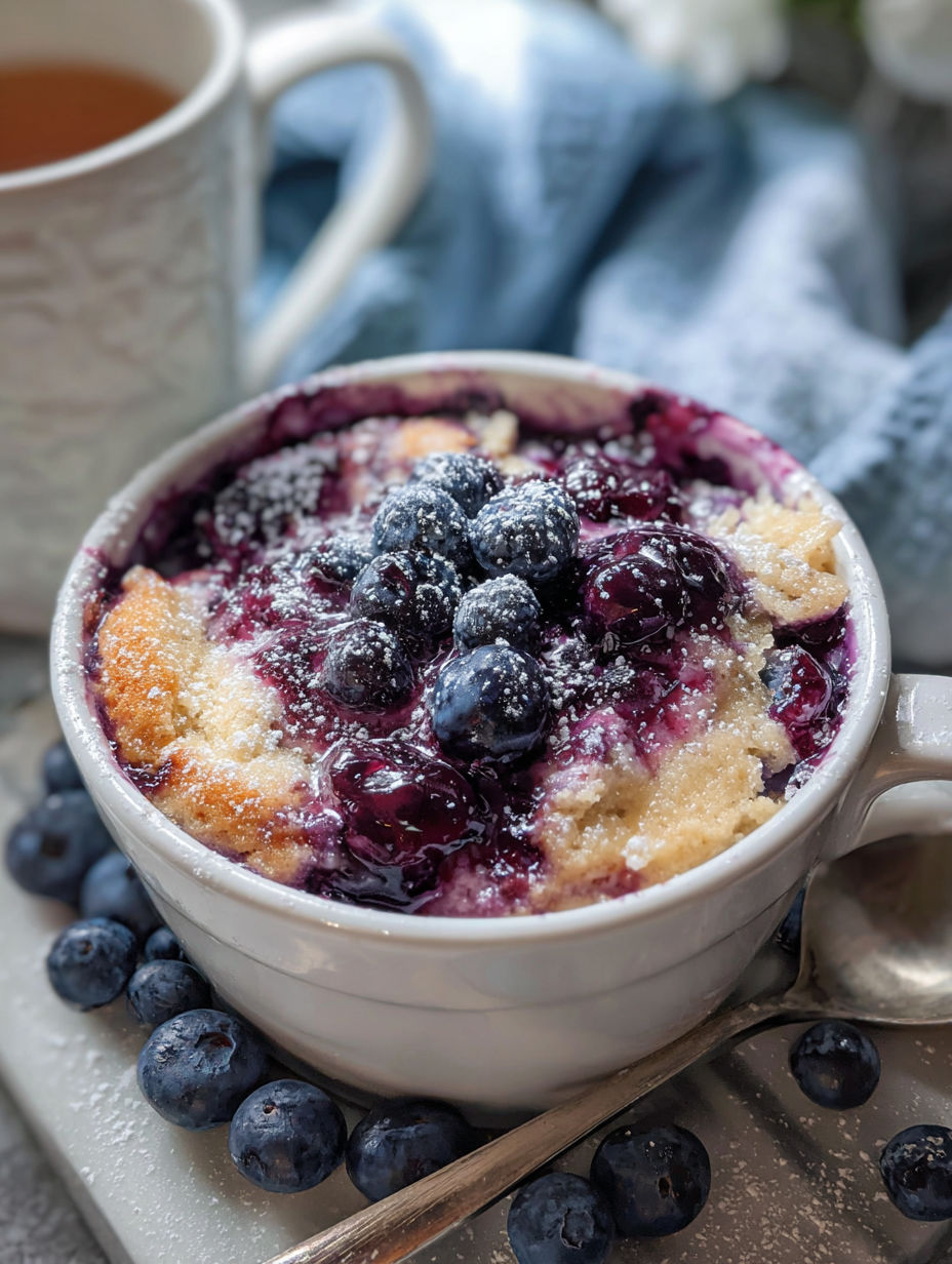 Bowl holding blueberry jam protein baked oats
