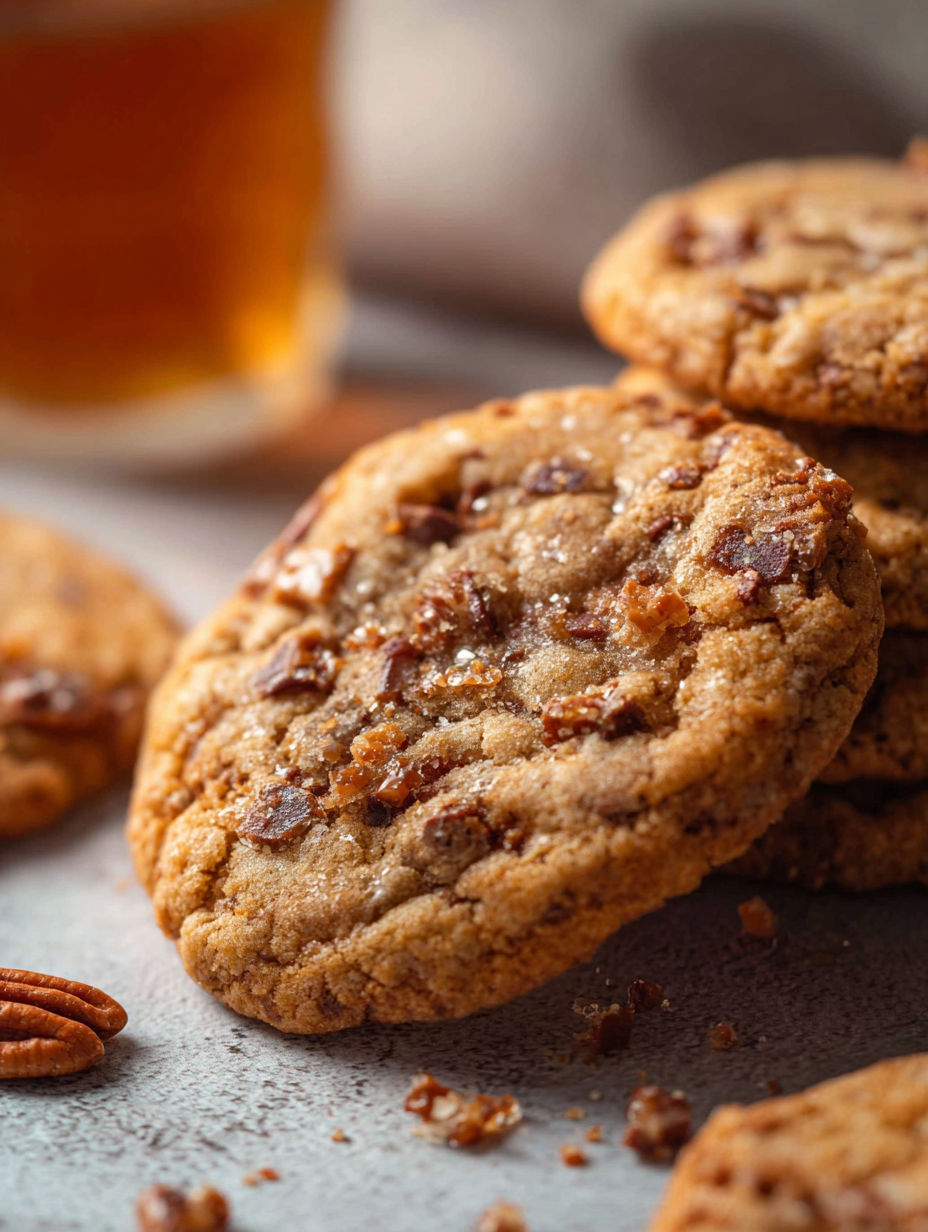 Stack of bourbon toffee cookies.