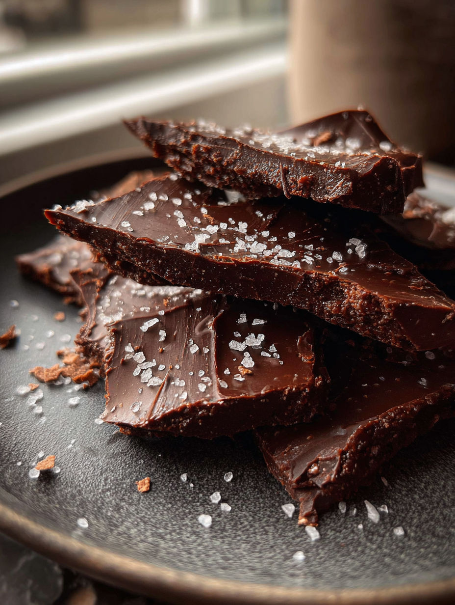 Plate showing fudgy protein brownie bark.