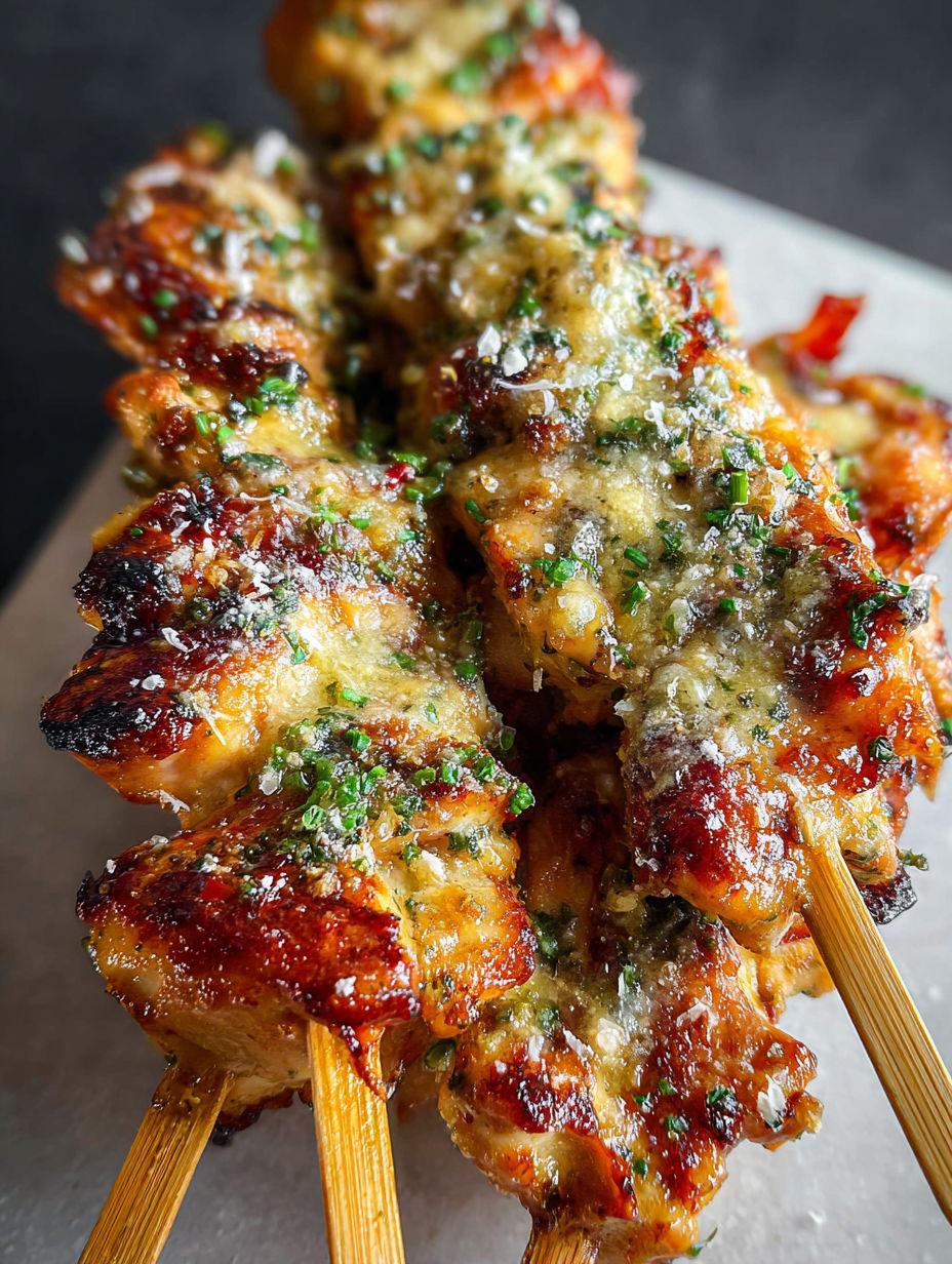 Chicken Parmesan Skewers on sticks.