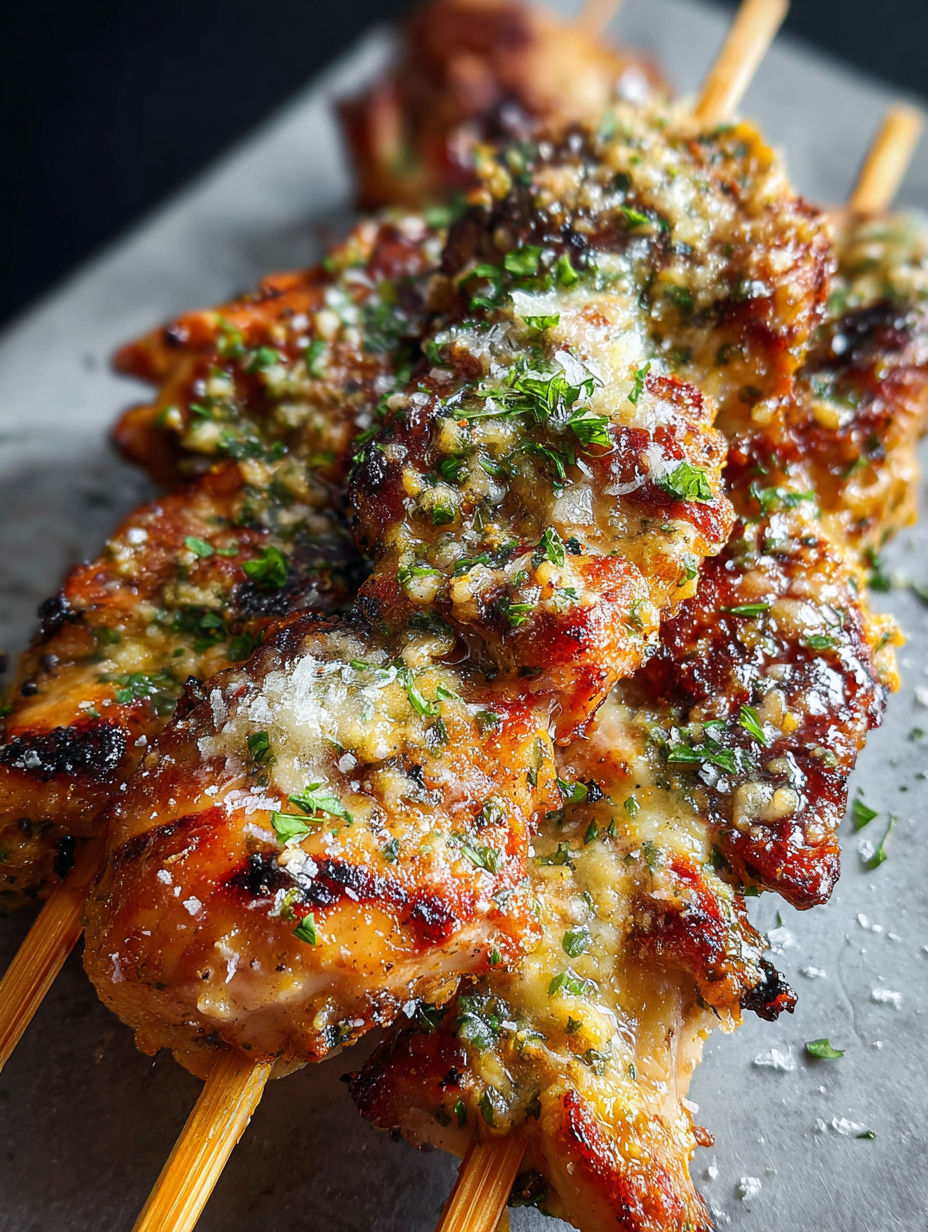 Garlic Parmesan Chicken Skewers.