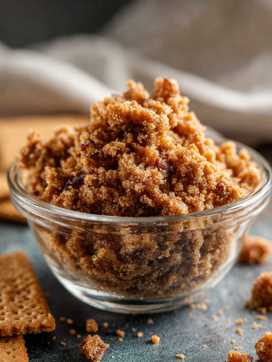 A bowl of crumbled graham crackers.