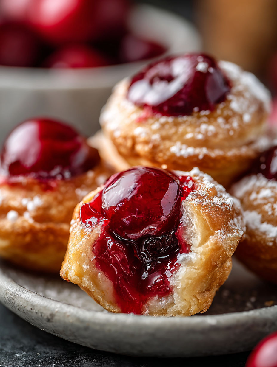 Cherry Pie Bites on a plate.